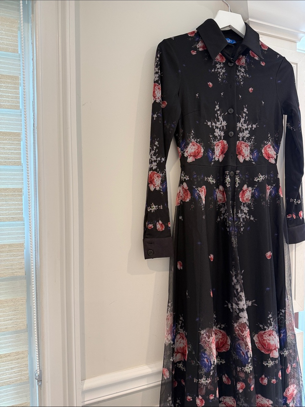 Malou Black Floral Maxi Dress with Rose Print